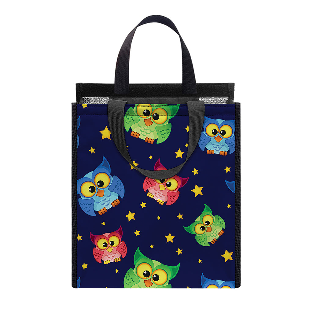 Owl And Star Pattern Print Insulated Lunch Tote