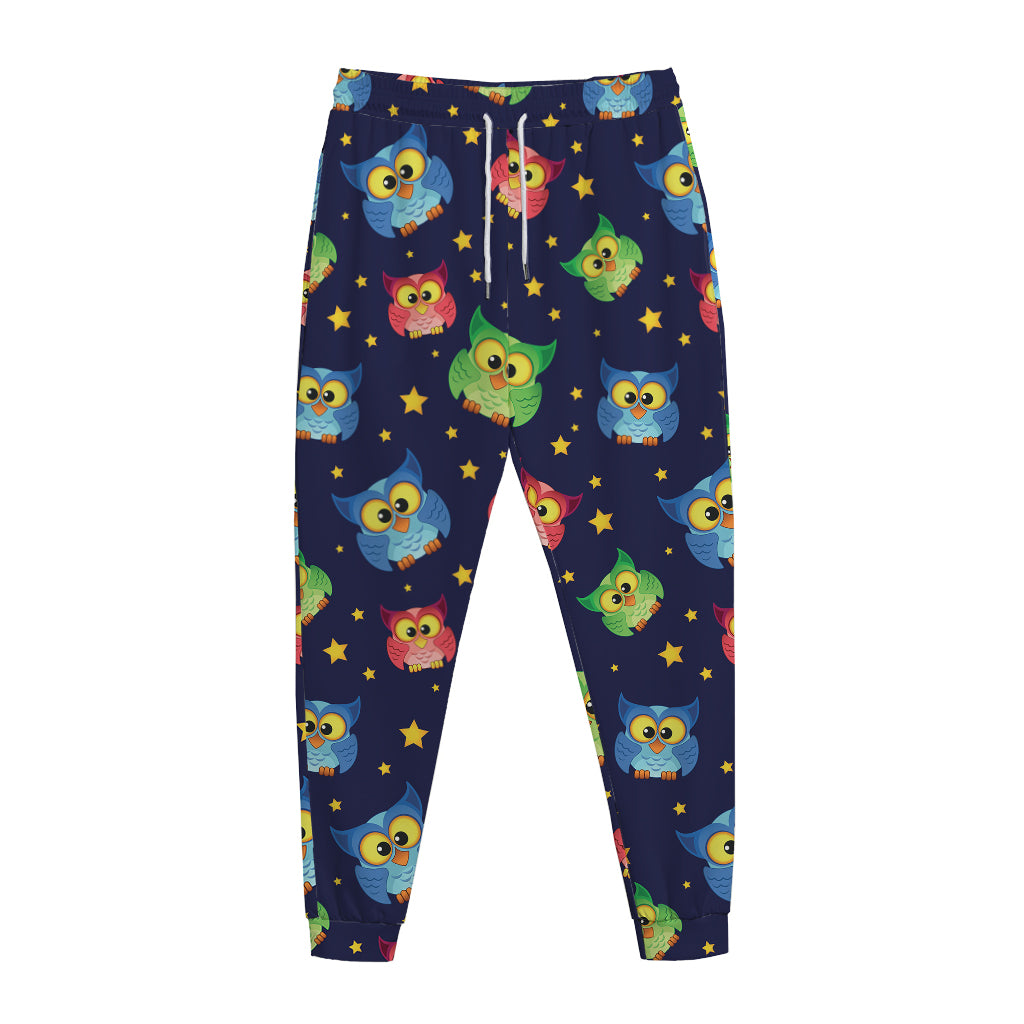 Owl And Star Pattern Print Jogger Pants