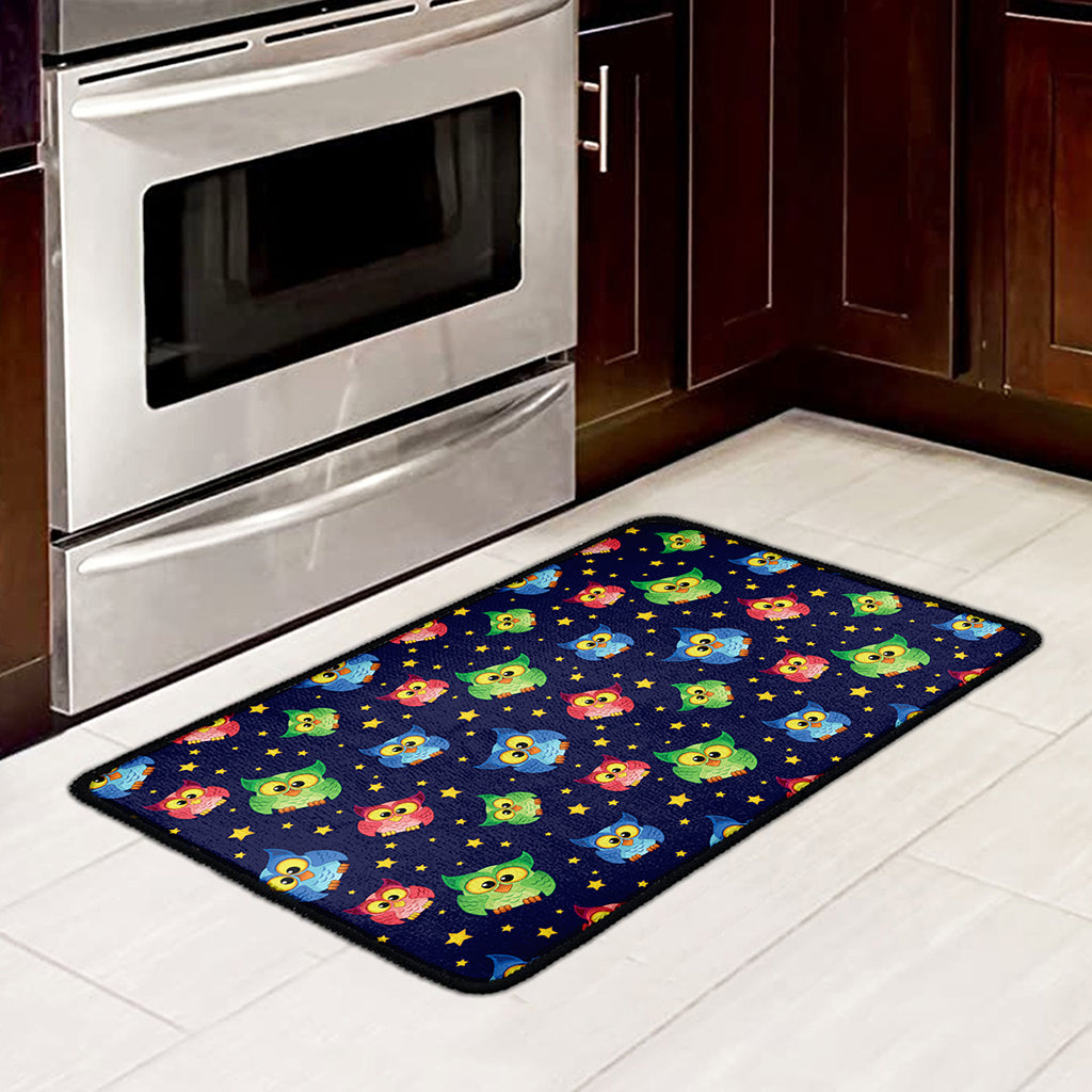 Owl And Star Pattern Print Kitchen Mat