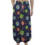 Owl And Star Pattern Print Lantern Pants