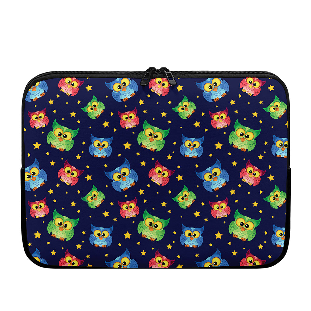 Owl And Star Pattern Print Laptop Sleeve