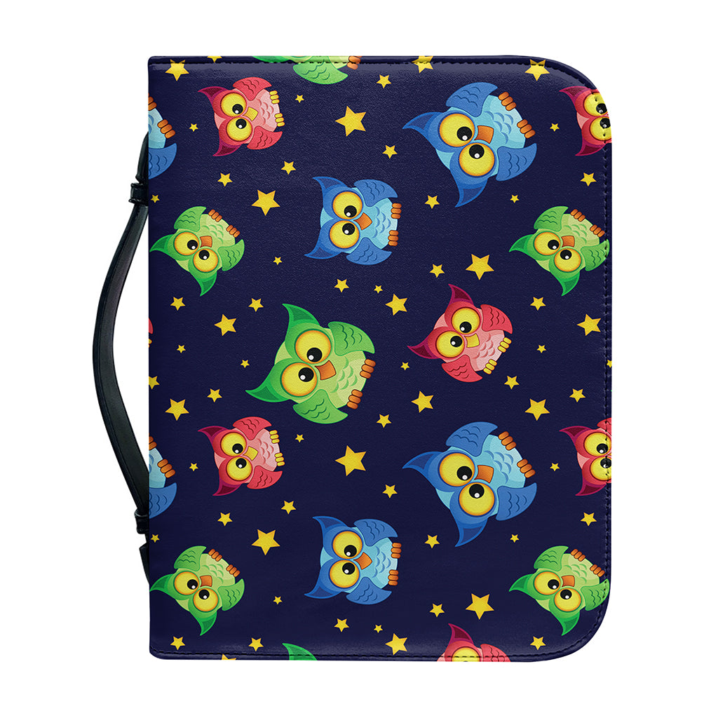 Owl And Star Pattern Print Leather Bible Cover