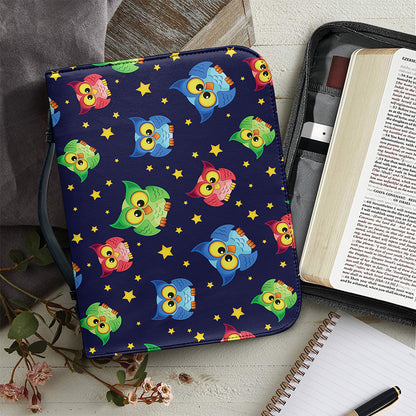 Owl And Star Pattern Print Leather Bible Cover
