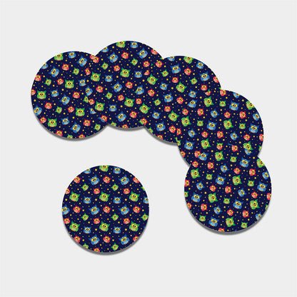 Owl And Star Pattern Print Leather Coaster Set