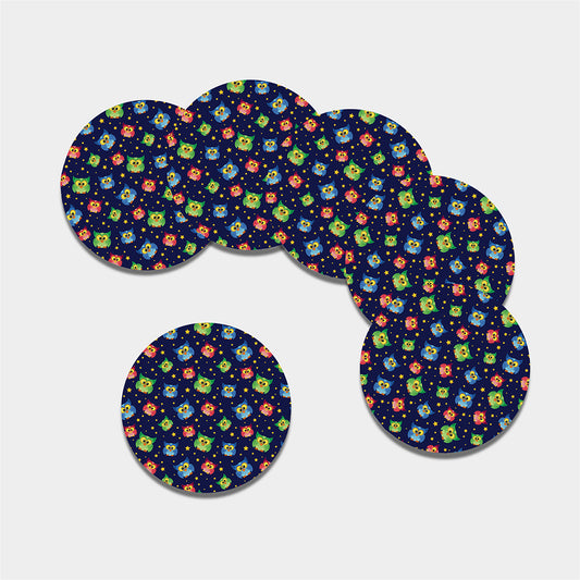 Owl And Star Pattern Print Leather Coaster Set