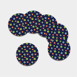 Owl And Star Pattern Print Leather Coaster Set