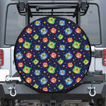 Owl And Star Pattern Print Leather Spare Tire Cover