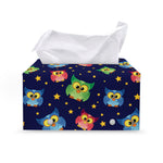 Owl And Star Pattern Print Leather Tissue Box Cover