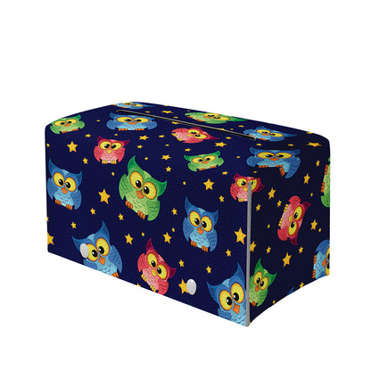 Owl And Star Pattern Print Leather Tissue Box Cover