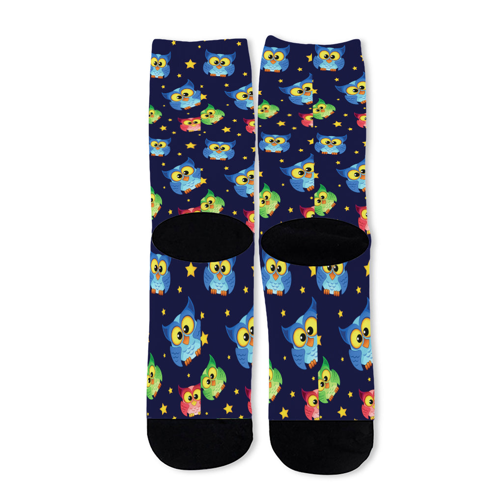 Owl And Star Pattern Print Long Socks