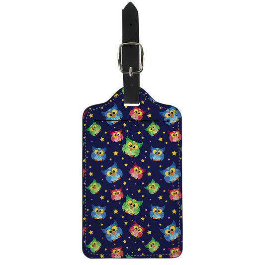 Owl And Star Pattern Print Luggage Tag