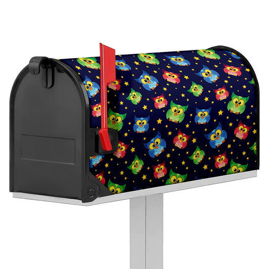 Owl And Star Pattern Print Mailbox Cover