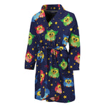 Owl And Star Pattern Print Men's Bathrobe