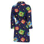 Owl And Star Pattern Print Men's Bathrobe