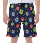 Owl And Star Pattern Print Men's Beach Shorts
