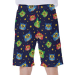 Owl And Star Pattern Print Men's Beach Shorts