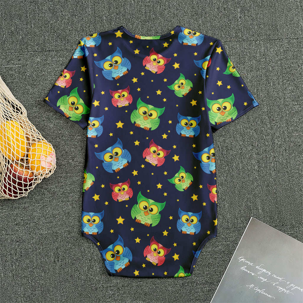 Owl And Star Pattern Print Men's Bodysuit