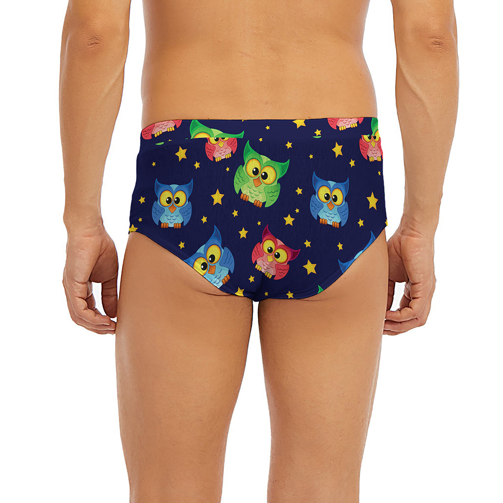 Owl And Star Pattern Print Men's Briefs