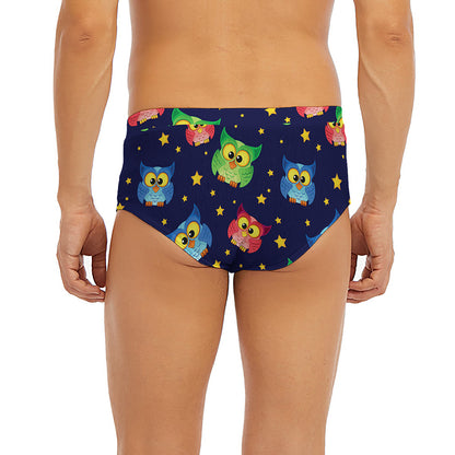Owl And Star Pattern Print Men's Briefs