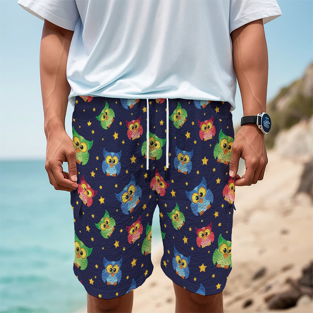 Owl And Star Pattern Print Men's Cargo Shorts