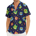 Owl And Star Pattern Print Men's Deep V-Neck Shirt