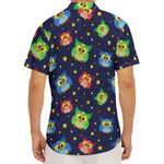 Owl And Star Pattern Print Men's Deep V-Neck Shirt