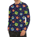 Owl And Star Pattern Print Men's Long Sleeve Rash Guard