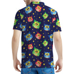 Owl And Star Pattern Print Men's Polo Shirt