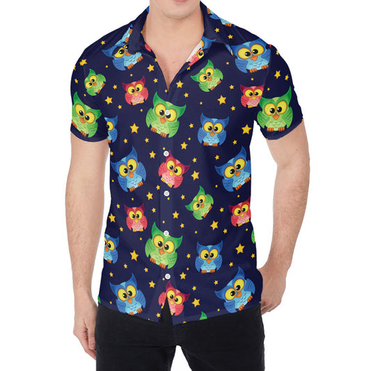 Owl And Star Pattern Print Men's Shirt