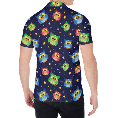 Owl And Star Pattern Print Men's Shirt