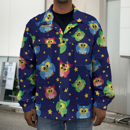 Owl And Star Pattern Print Men's Shirt Jacket
