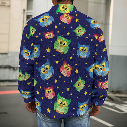 Owl And Star Pattern Print Men's Shirt Jacket