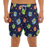 Owl And Star Pattern Print Men's Split Running Shorts