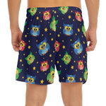 Owl And Star Pattern Print Men's Split Running Shorts