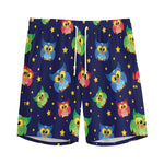 Owl And Star Pattern Print Men's Sports Shorts