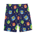 Owl And Star Pattern Print Men's Sports Shorts