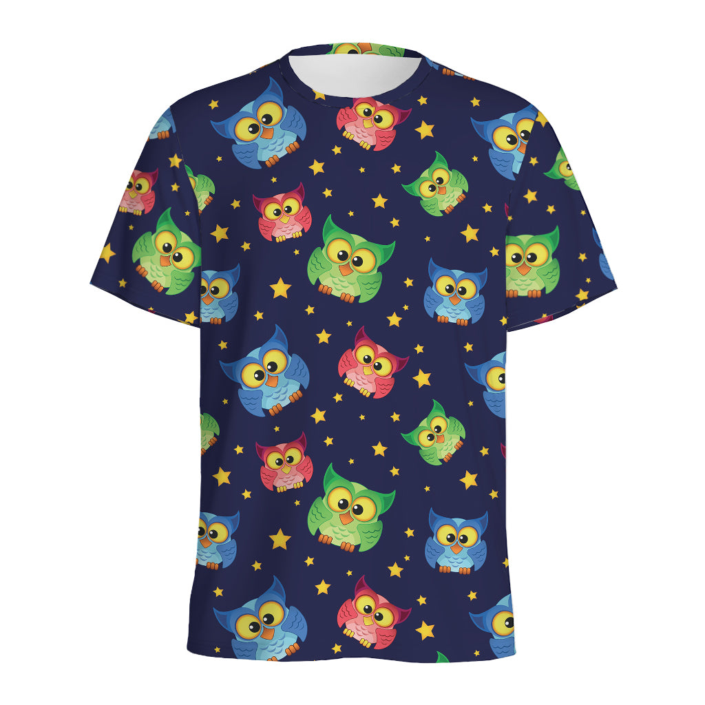 Owl And Star Pattern Print Men's Sports T-Shirt