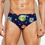 Owl And Star Pattern Print Men's Swim Briefs