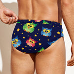Owl And Star Pattern Print Men's Swim Briefs