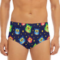 Owl And Star Pattern Print Men's Triangle Swim Briefs
