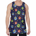 Owl And Star Pattern Print Men's Velvet Tank Top