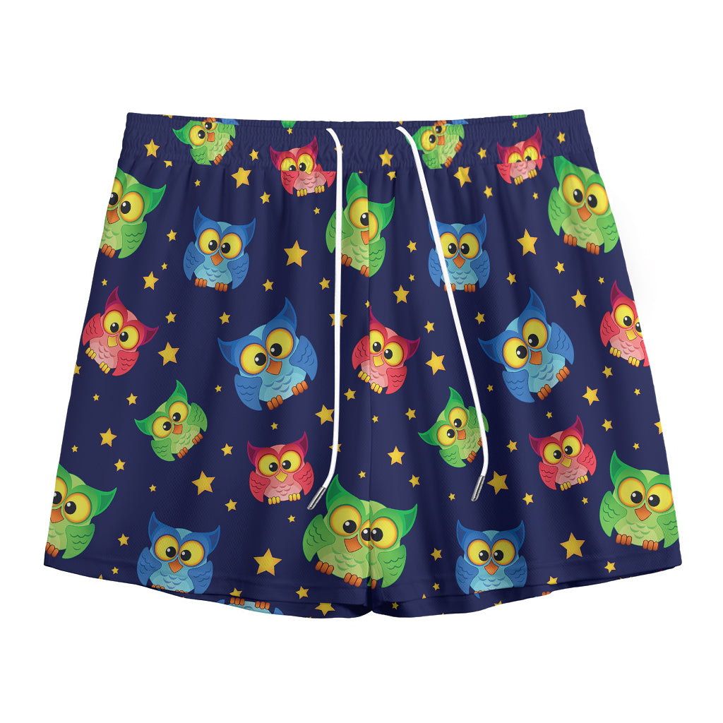 Owl And Star Pattern Print Mesh Shorts