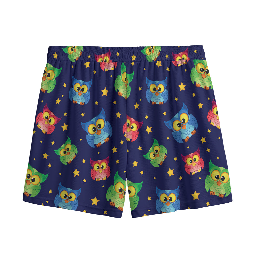 Owl And Star Pattern Print Mesh Shorts