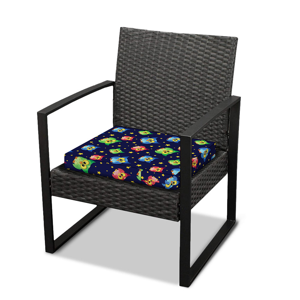 Owl And Star Pattern Print Outdoor Seat Cushion Cover