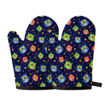 Owl And Star Pattern Print Oven Mitts