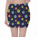 Owl And Star Pattern Print Pencil Mini Skirt
