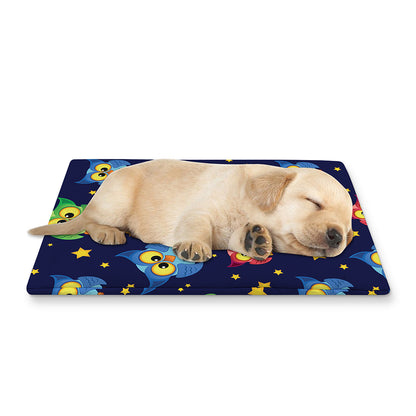 Owl And Star Pattern Print Pet Cooling Mat Cover