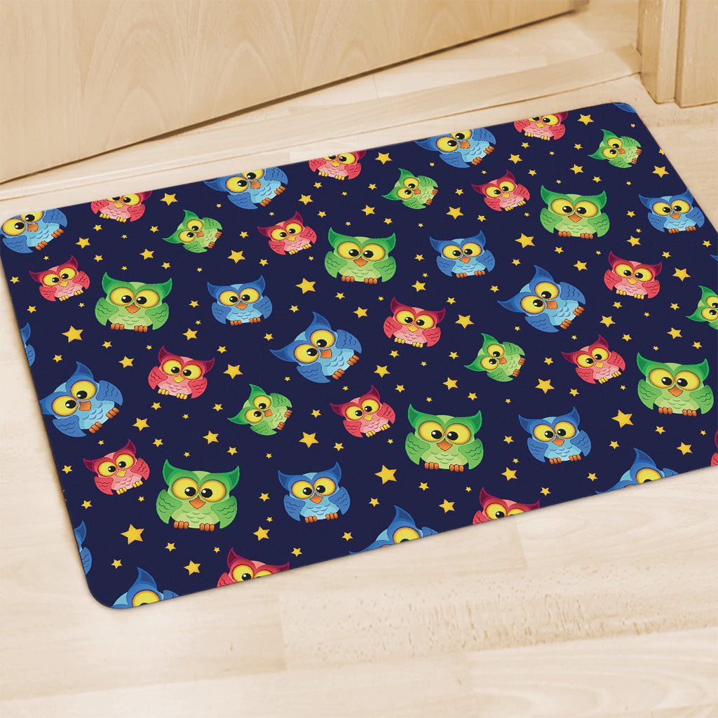 Owl And Star Pattern Print Polyester Doormat