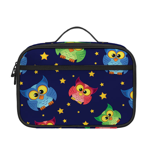 Owl And Star Pattern Print Portable Lunch Bag