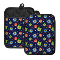 Owl And Star Pattern Print Pot Holders With Pocket